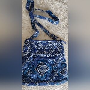 Quilted Blue Floral Crossbody Bag - Patterned Shoulder Purse